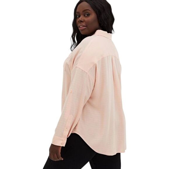 Torrid Linen Drop Shoulder Button-Front Shirt Pale Blush - Picture 4 of 11